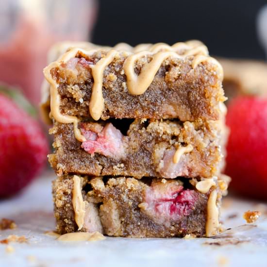 Peanut Butter & Jelly Blondies - Recipe photo by bakerita
