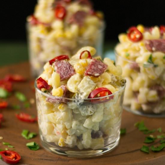 creamy salami pasta salad - Recipe photo by rollingspoons
