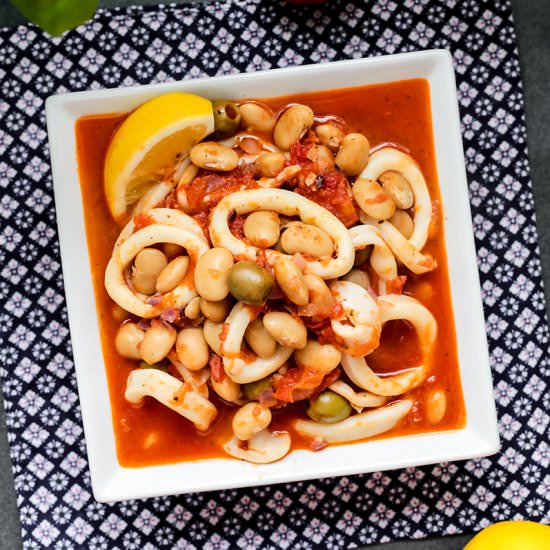 Squid with Olives and Butter Bean - Recipe photo by rsmacaalay