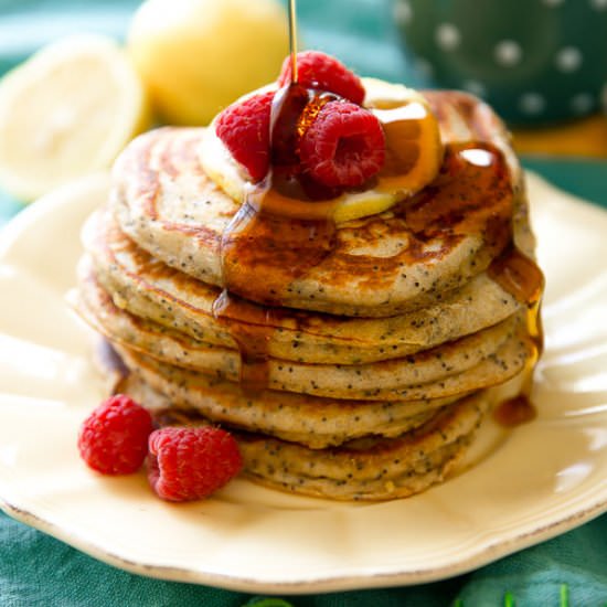 Greek Yogurt Lemon Poppy Pancakes - Recipe photo by sallysbakingaddiction