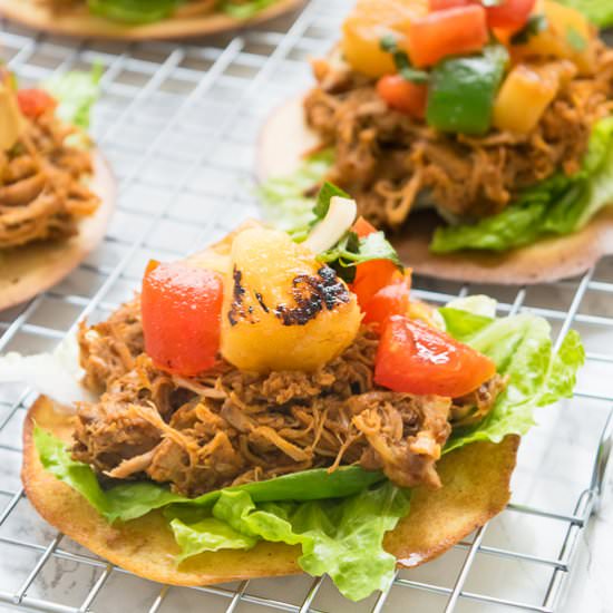 BBQ Pulled Pork Mexican Tostadas - Recipe photo by WhittyPaleo
