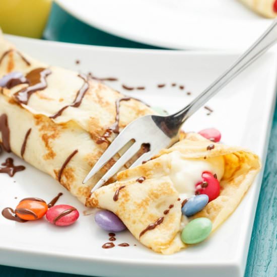 Smarties Crepes - Recipe photo by thecookiewriter