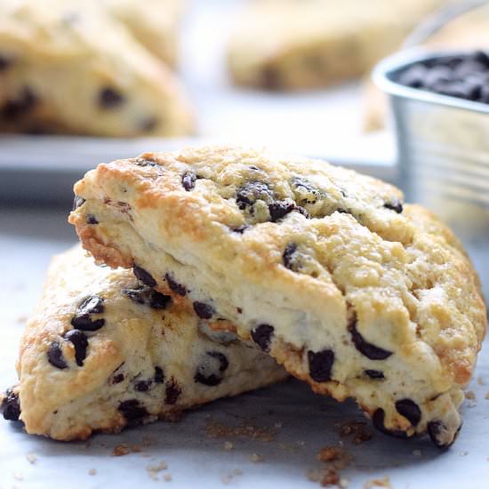 Tender Chocolate Chip Scones - Recipe photo by trufflesandtrends