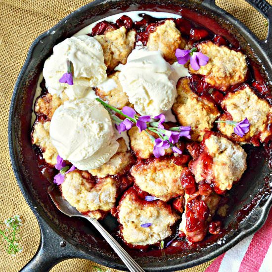 Skillet Cherry Cobbler - Recipe photo by thisishowicook