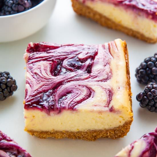 Blackberry Cheesecake Bars - Recipe photo by BakerbyNature