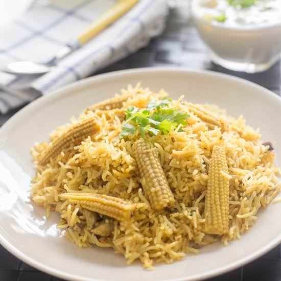 Baby corn Biryani - Recipe photo by Akila