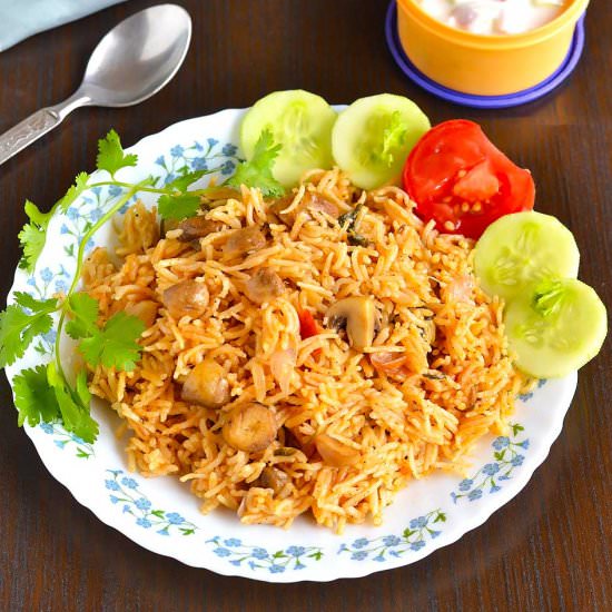 Mushroom biryani - Recipe photo by Radhika