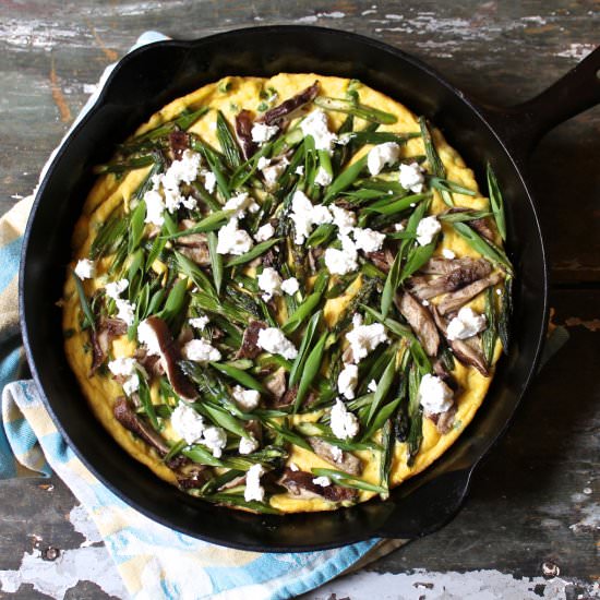 Spring Vegetable Spoon Bread Tart - Recipe photo by the good eats co