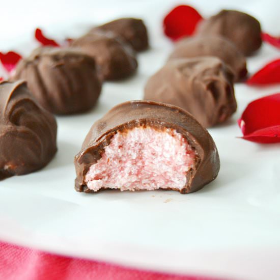 Strawberry Coconut Creme Truffles - Recipe photo by WillBakeforBooks