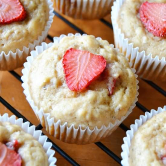 Strawberry Muffins {Vegan} - Recipe photo by WillBakeforBooks