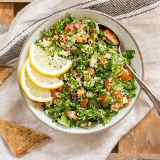 Quinoa Tabbouleh with Za'atar - Recipe photo by Heavenlynn Healthy