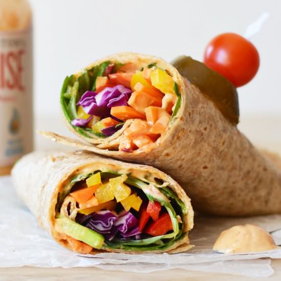 Chipotle Hummus Rainbow Wrap - Recipe photo by The Colorful Kitchen