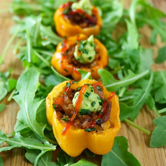 Chipotle Turkey Stuffed Habanero Peppers - Recipe photo by SavorySpin