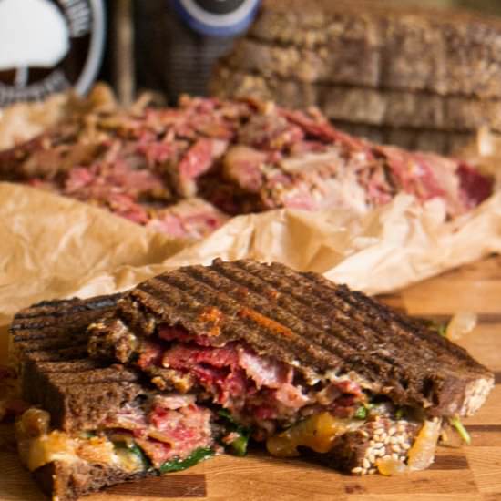Bleu Cheese & Pastrami Panini - Recipe photo by beyondmeresustenance