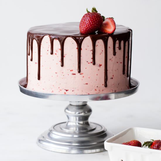 Chocolate-Dipped Strawberry Cake - Recipe photo by Style Sweet CA