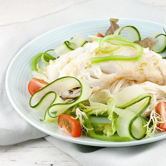 Cod, Flat Beans and Noodle Salad - Recipe photo by ohmydish