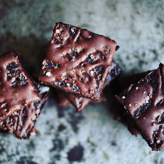 Spiced Rosemary Sea Salt Brownies - Recipe photo by goldandthyme