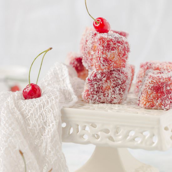 Cherry Lamington - Recipe photo by currytrail