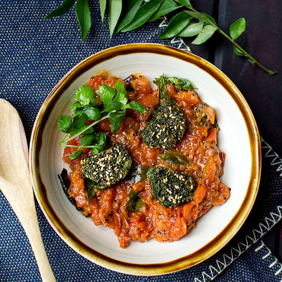 Tameta Muthiya nu Shaak - Recipe photo by Pavani