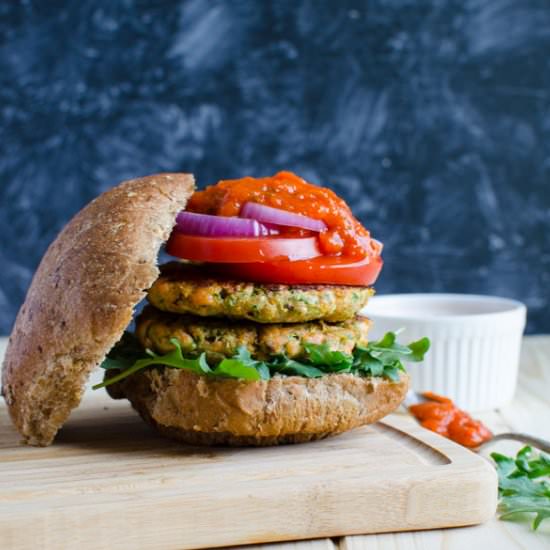 Healthy Zucchini Salmon Burger - Recipe photo by watchwhatueat