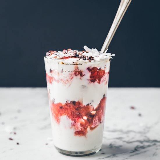 Roasted Rhubarb Parfaits - Recipe photo by MillysKitchen