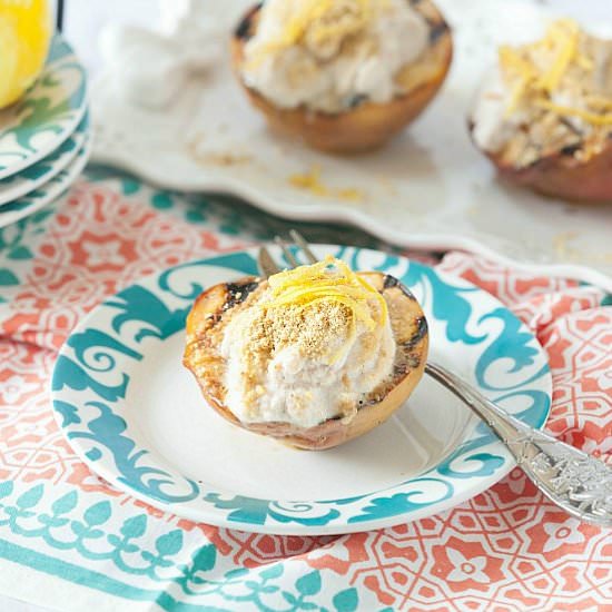 Grilled Peach Cheesecake - Recipe photo by Food Done Light