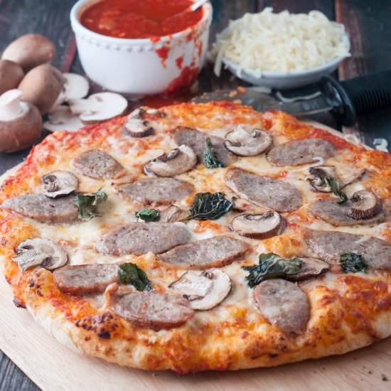BBQ Italian Sausage & Mushroom Pizza - Recipe photo by photosandfood