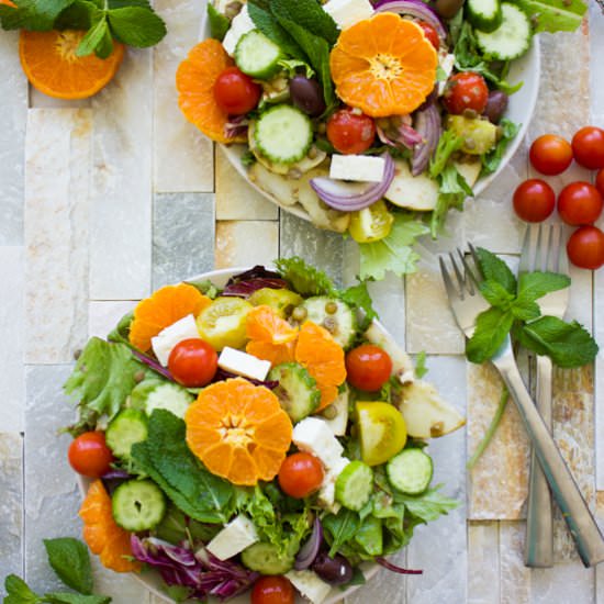 Orange Lentil Greek Salad - Recipe photo by two.purple.figs