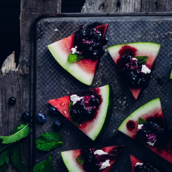Blueberry & Goat Cheese Watermelon Slices - Recipe photo by mylavenderblues