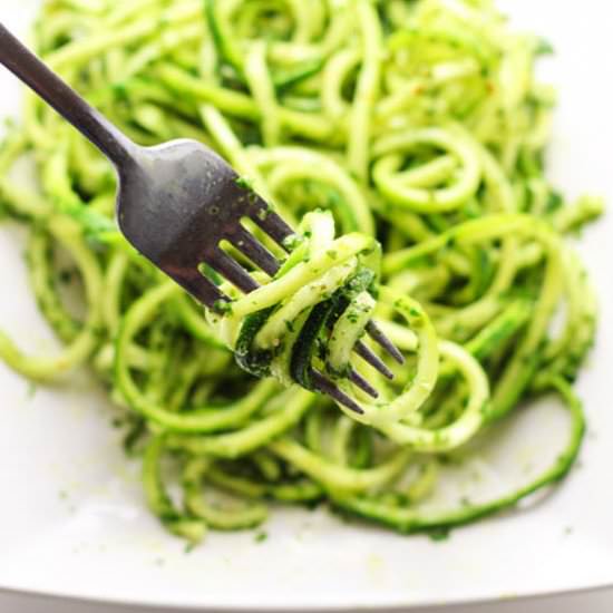 Vegan Kale Pesto Zucchini Noodles - Recipe photo by Tastefulventure