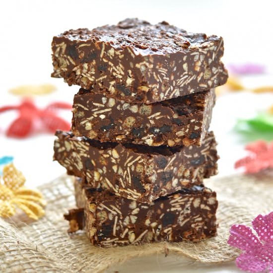 Chocolate Tahini Crunch Bars - Recipe photo by AVirtualVegan