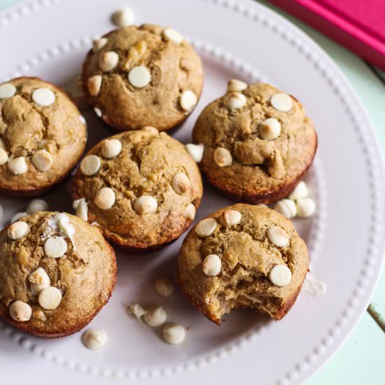 GF White Chocolate Banana Muffins - Recipe photo by TheBlissfulBalance