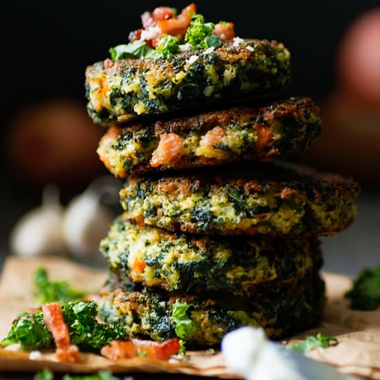 Kale and Bacon Cakes - Recipe photo by foodsmartmom