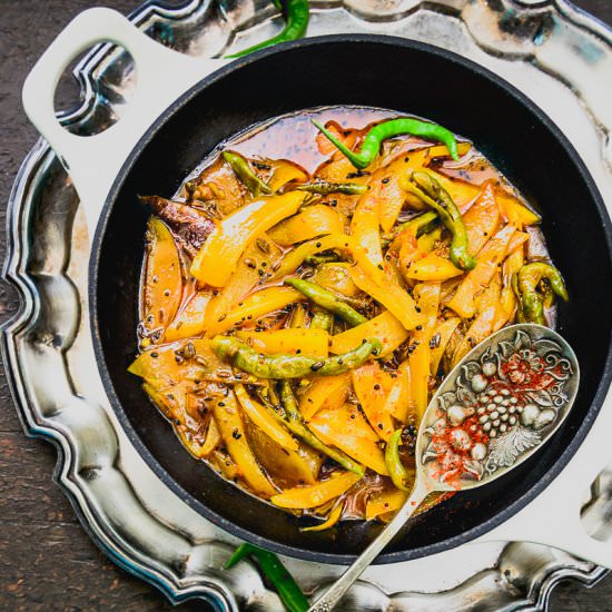 Raw Mango and Green Chili Sabzi - Recipe photo by Whiskaffair