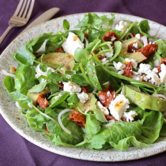 Cheese and Sun Dried Tomato Salad - Recipe photo by Snacktothefuture