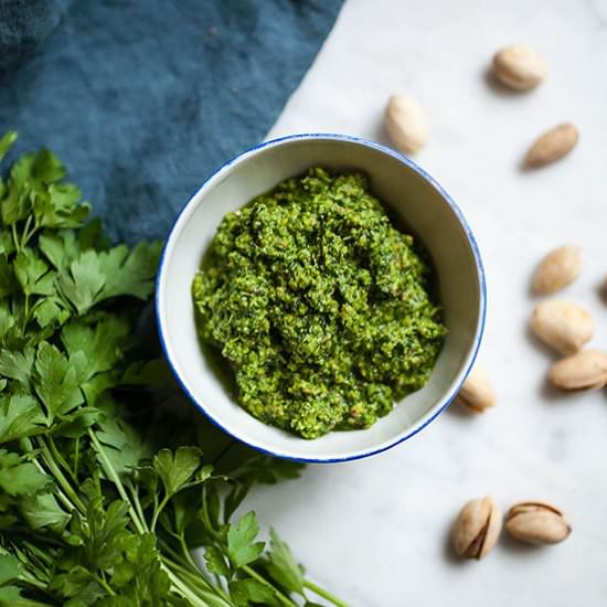 Pistachio + Parsley Pesto - Recipe photo by goldandthyme