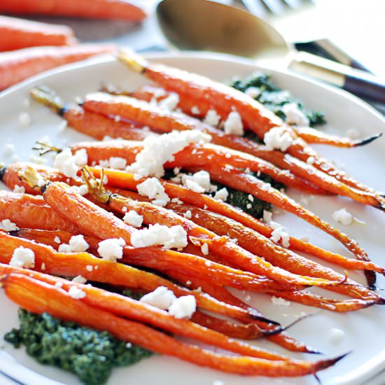Oven Roasted Carrots with Pesto - Recipe photo by thecharmingdetroiter