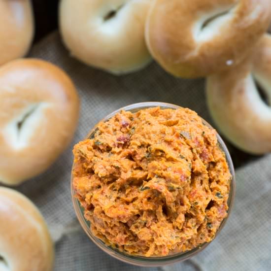 Basil Sun Dried Tomato Cream Cheese - Recipe photo by whitbitskitchen
