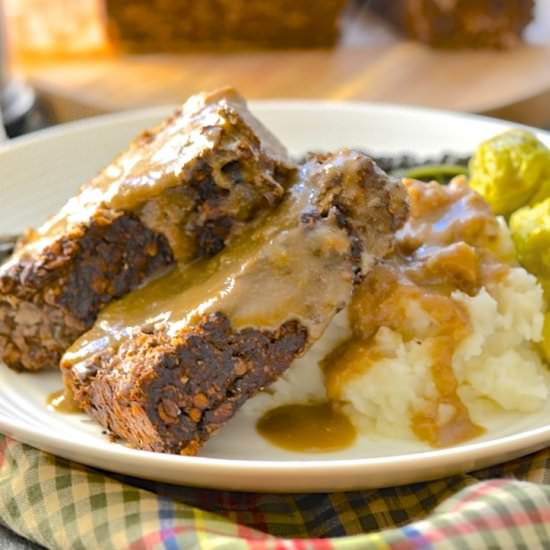 Vegan Meatloaf with Gravy - Recipe photo by AVirtualVegan
