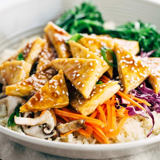 Tofu Bowl with Cauliflower Rice - Recipe photo by Jessica Gavin