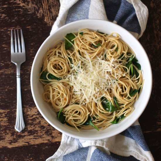 Spinach Parmesan Pasta - Recipe photo by seeksatiation