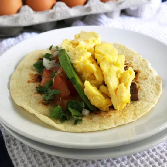Steak and Egg Breakfast Tacos - Recipe photo by honeyandbirch