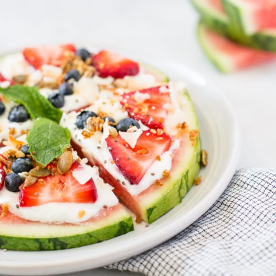 Vegan Watermelon Fruit Pizza - Recipe photo by honestlynourished