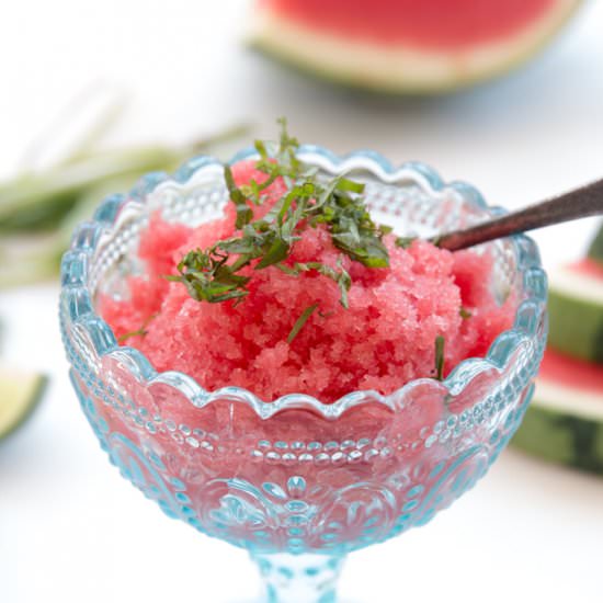 Watermelon Granita with Mint & Lime - Recipe photo by thewacovegan