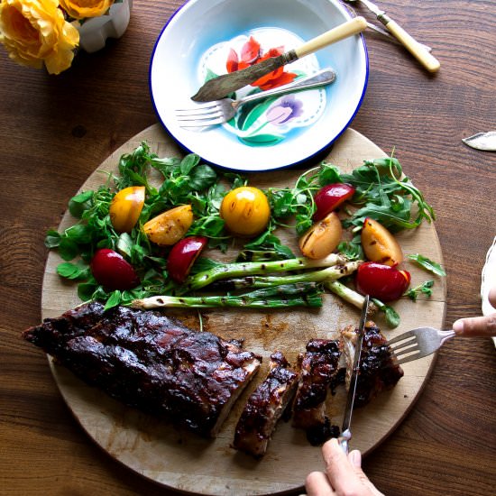 Prune-marinated sticky BBQ ribs - Recipe photo by MeccaGBC