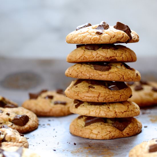 Brown butter chocolate chip cookies - Recipe photo by Bibbyskitchenat36