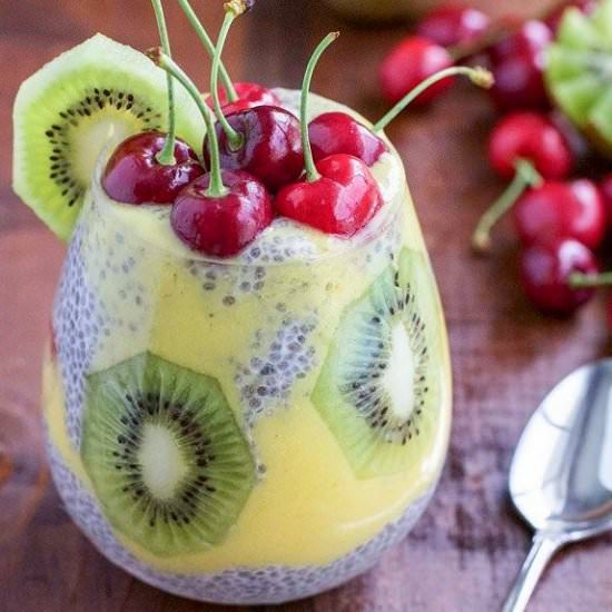 Kiwi, Mango, Cherry and Chia Seed Pudding - Recipe photo by Stacey Homemaker