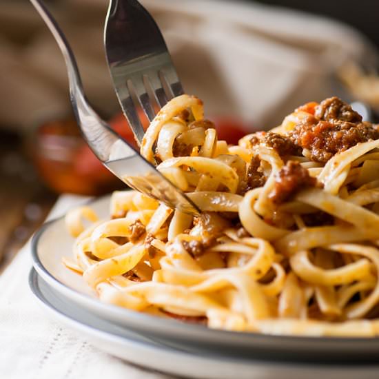 Fettuccine Bolognese - Recipe photo by foodsmartmom