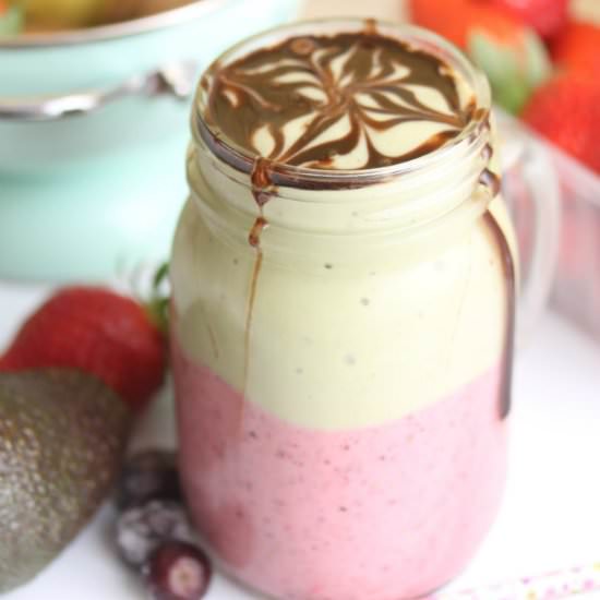 Layered Smoothie with Berries and Avocado - Recipe photo by Boulevard Pink