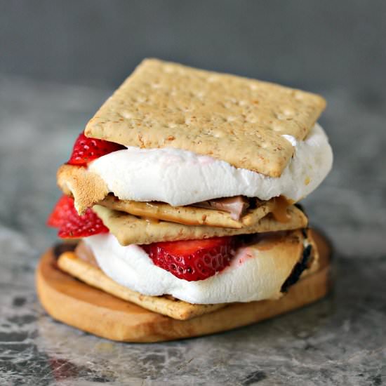 Grilled Strawberry Caramel S'mores - Recipe photo by cravingsofalunatic